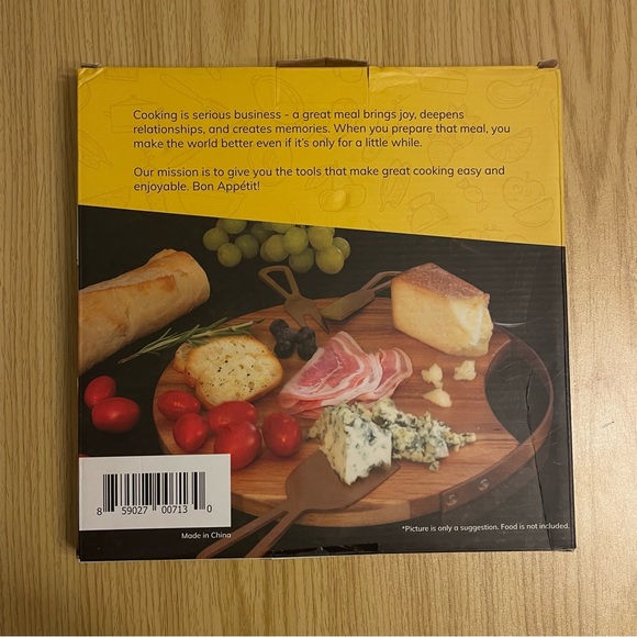 Acacia Wood Charcuterie Cheese Board with Metal Utensils - Picture 2 of 3